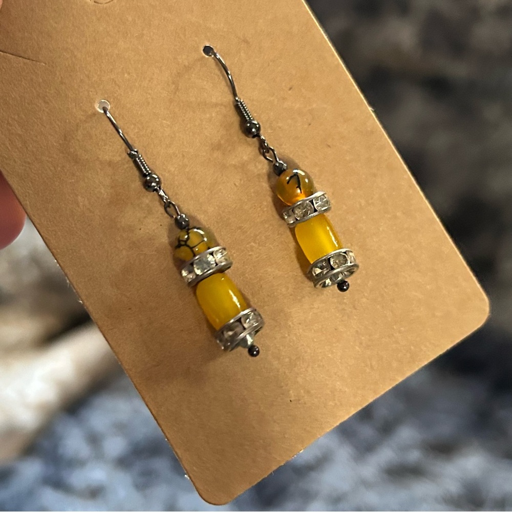 Handcrafted elegant genuine stone cat eye glass barrel faceted hematite earrings